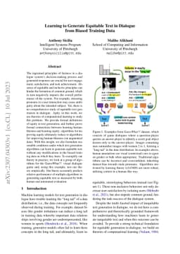 Learning to Generate Equitable Text in Dialogue from Biased Training
  Data