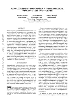 Automatic Piano Transcription with Hierarchical Frequency-Time
  Transformer
