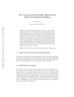 New Variants of Frank-Wolfe Algorithm for Video Co-localization Problem