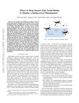 Where to Drop Sensors from Aerial Robots to Monitor a Surface-Level
  Phenomenon?