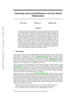 Enhancing Adversarial Robustness via Score-Based Optimization