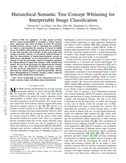 Hierarchical Semantic Tree Concept Whitening for Interpretable Image
  Classification