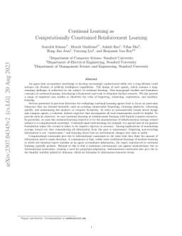 Continual Learning as Computationally Constrained Reinforcement Learning