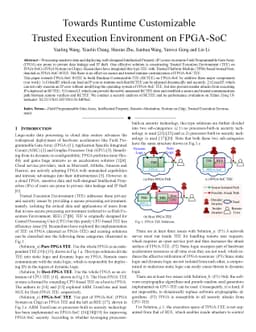 Towards Runtime Customizable Trusted Execution Environment on FPGA-SoC