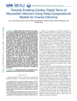 Towards Enabling Cardiac Digital Twins of Myocardial Infarction Using
  Deep Computational Models for Inverse Inference