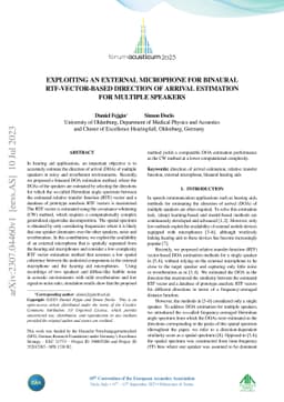 Exploiting an External Microphone for Binaural RTF-Vector-Based
  Direction of Arrival Estimation for Multiple Speakers