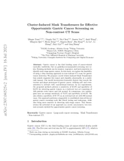 Cluster-Induced Mask Transformers for Effective Opportunistic Gastric
  Cancer Screening on Non-contrast CT Scans