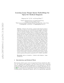 Learning Large Margin Sparse Embeddings for Open Set Medical Diagnosis