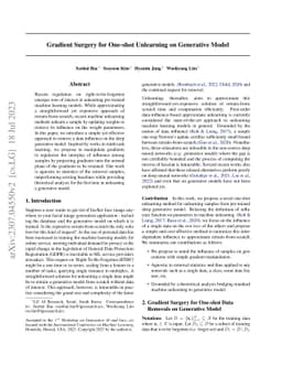 Gradient Surgery for One-shot Unlearning on Generative Model