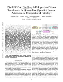 Distill-SODA: Distilling Self-Supervised Vision Transformer for
  Source-Free Open-Set Domain Adaptation in Computational Pathology