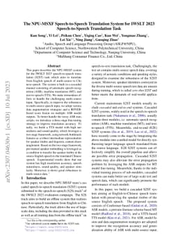 The NPU-MSXF Speech-to-Speech Translation System for IWSLT 2023
  Speech-to-Speech Translation Task