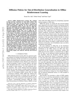 Diffusion Policies for Out-of-Distribution Generalization in Offline
  Reinforcement Learning