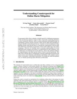 Understanding Counterspeech for Online Harm Mitigation