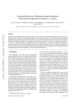Accelerated Discovery of Machine-Learned Symmetries: Deriving the
  Exceptional Lie Groups G2, F4 and E6