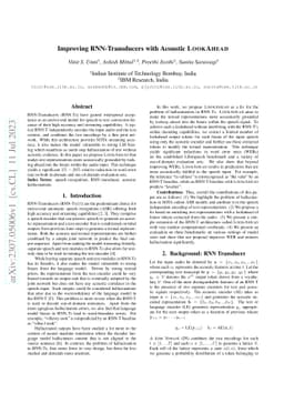 Improving RNN-Transducers with Acoustic LookAhead