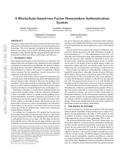 A Blockchain-based two Factor Honeytoken Authentication System