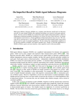 On Imperfect Recall in Multi-Agent Influence Diagrams