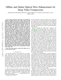 Offline and Online Optical Flow Enhancement for Deep Video Compression
