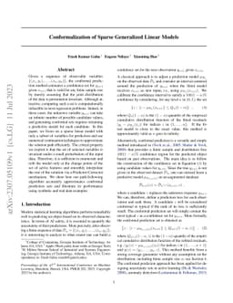 Conformalization of Sparse Generalized Linear Models