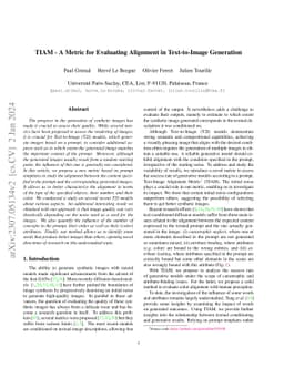 TIAM -- A Metric for Evaluating Alignment in Text-to-Image Generation