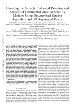 Unveiling the Invisible: Enhanced Detection and Analysis of Deteriorated
  Areas in Solar PV Modules Using Unsupervised Sensing Algorithms and 3D
  Augmented Reality