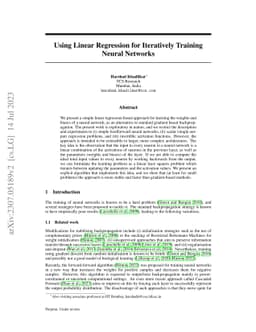 Using Linear Regression for Iteratively Training Neural Networks