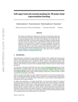 Self-supervised adversarial masking for 3D point cloud representation
  learning