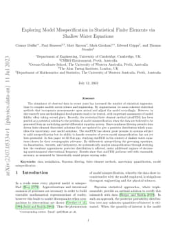 Exploring Model Misspecification in Statistical Finite Elements via
  Shallow Water Equations