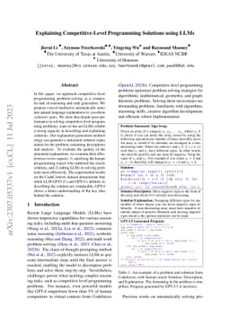 Explaining Competitive-Level Programming Solutions using LLMs