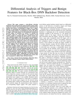 Differential Analysis of Triggers and Benign Features for Black-Box DNN
  Backdoor Detection