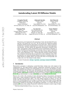 AutoDecoding Latent 3D Diffusion Models