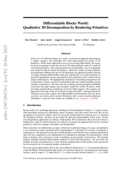 Differentiable Blocks World: Qualitative 3D Decomposition by Rendering
  Primitives