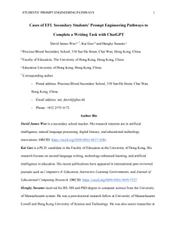 Cases of EFL Secondary Students' Prompt Engineering Pathways to Complete
  a Writing Task with ChatGPT
