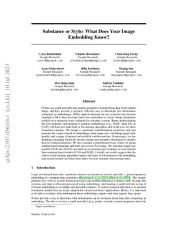 Substance or Style: What Does Your Image Embedding Know?