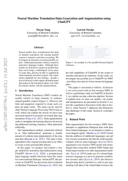 Neural Machine Translation Data Generation and Augmentation using
  ChatGPT