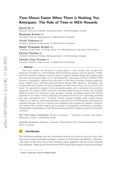 Time Moves Faster When There is Nothing You Anticipate: The Role of Time
  in MEV Rewards