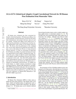 GLA-GCN: Global-local Adaptive Graph Convolutional Network for 3D Human
  Pose Estimation from Monocular Video