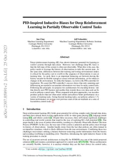 PID-Inspired Inductive Biases for Deep Reinforcement Learning in
  Partially Observable Control Tasks