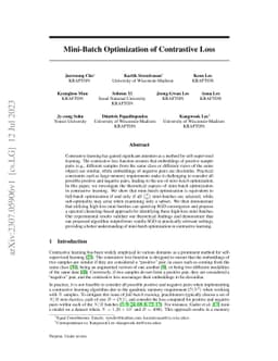 Mini-Batch Optimization of Contrastive Loss