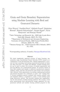 Grain and Grain Boundary Segmentation using Machine Learning with Real
  and Generated Datasets