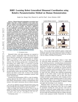 BiRP: Learning Robot Generalized Bimanual Coordination using Relative
  Parameterization Method on Human Demonstration