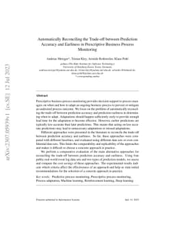 Automatically Reconciling the Trade-off between Prediction Accuracy and
  Earliness in Prescriptive Business Process Monitoring