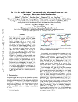 An Effective and Efficient Time-aware Entity Alignment Framework via
  Two-aspect Three-view Label Propagation