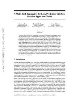 A Multi-Task Perspective for Link Prediction with New Relation Types and
  Nodes