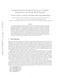Learning Stochastic Dynamical Systems as an Implicit Regularization with
  Graph Neural Networks