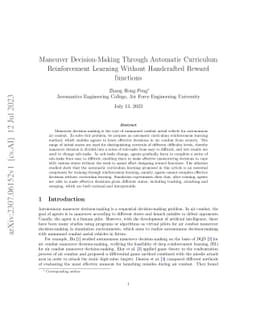 Maneuver Decision-Making Through Automatic Curriculum Reinforcement
  Learning Without Handcrafted Reward functions