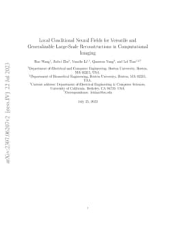 Local Conditional Neural Fields for Versatile and Generalizable
  Large-Scale Reconstructions in Computational Imaging