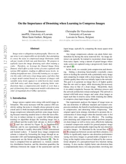 On the Importance of Denoising when Learning to Compress Images
