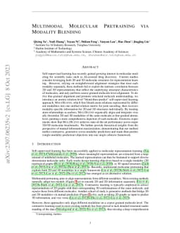 Multimodal Molecular Pretraining via Modality Blending