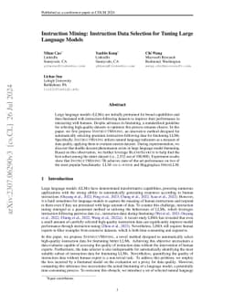 Instruction Mining: When Data Mining Meets Large Language Model
  Finetuning